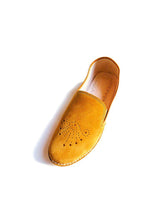 Mustard suede leather moccasin