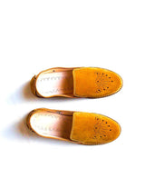 Mustard suede leather moccasin