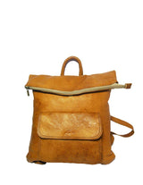 Minimalist goat leather roll-top backpack