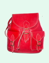 Souq Atelier Leather Backpack – Handmade Genuine Leather, Red | Crafted in Small Batches