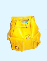 Yellow leather backpack with drawstring