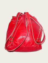 Sac à dos en cuir véritable fait main rouge