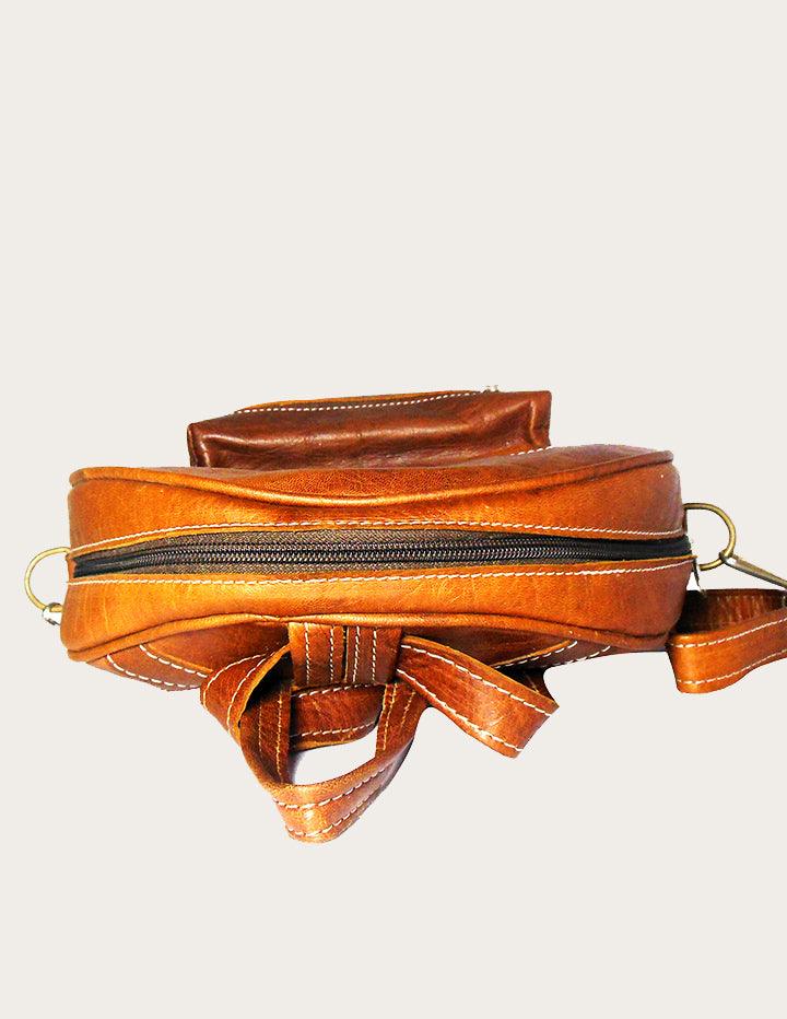 Elegant Functional Handmade Leather Backpack in Brown - Slow Chic Fashion