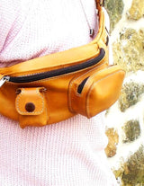 Mustard genuine leather shoulder bag