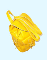 Yellow leather backpack with drawstring