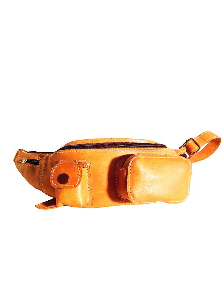 Mustard Chic Multi-Pocket Genuine Leather Fanny Pack, Handmade - Slow Chic Fashion