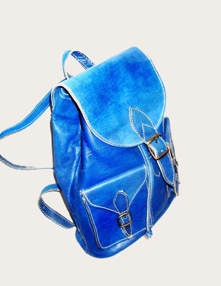 Handcrafted Genuine Leather Blue Backpack - Slow Chic Fashion