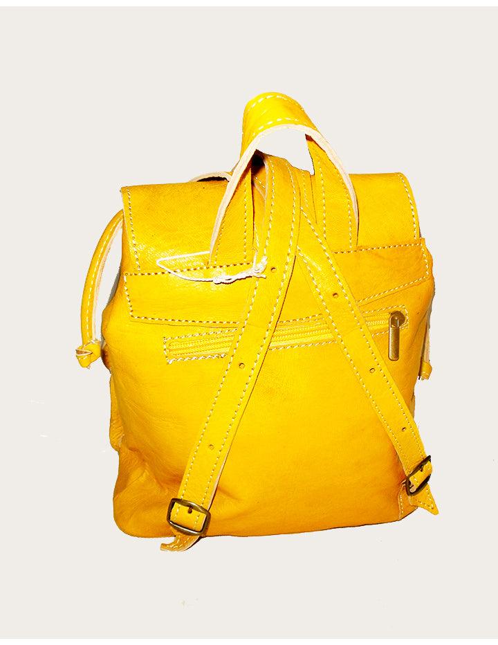 Handcrafted Genuine Leather Yellow Backpack - Slow Chic Fashion