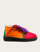Red leather boot colorblock