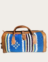 Leather and vintage kilim weekender bag with kilim