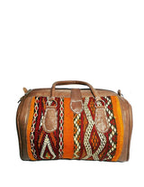 Leather and vintage kilim weekender bag with kilim