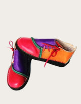 Red leather boot colorblock