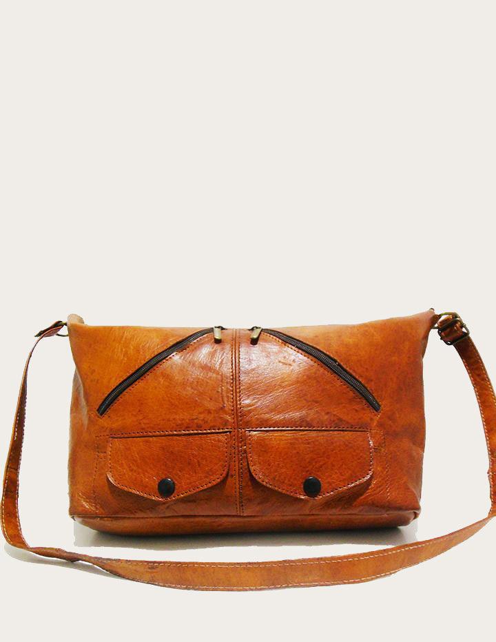 Elegant Mahogany Leather Shoulder Bag, Boho Leather Bag - Slow Chic Fashion
