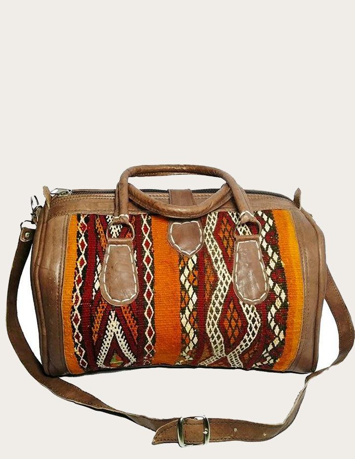 One of a Kind Kilim and Leather Weekender Bag - Slow Chic Fashion