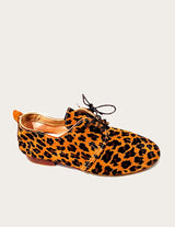 Leopard suede leather derby shoe leopard pattern