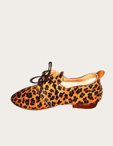 Leopard suede leather derby shoe leopard pattern