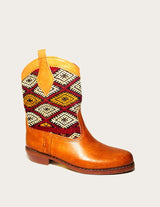 Brown and vintage kilim western boot with kilim