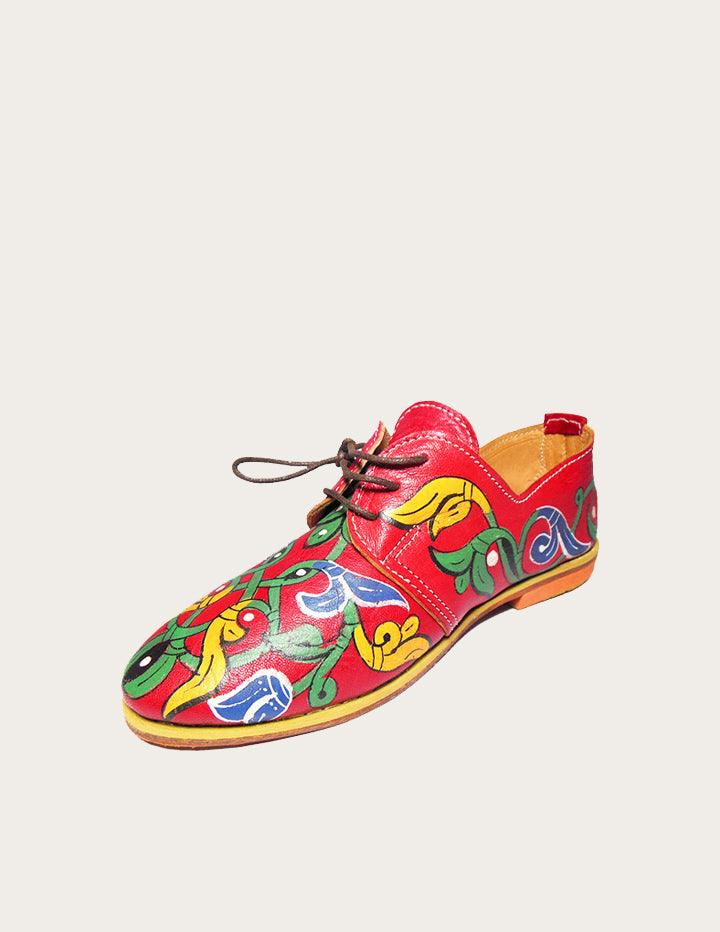 Boho chic handpainted leather oxfords - Slow Chic Fashion