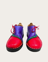 Red leather boot colorblock