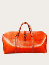 Cognac genuine leather weekender bag