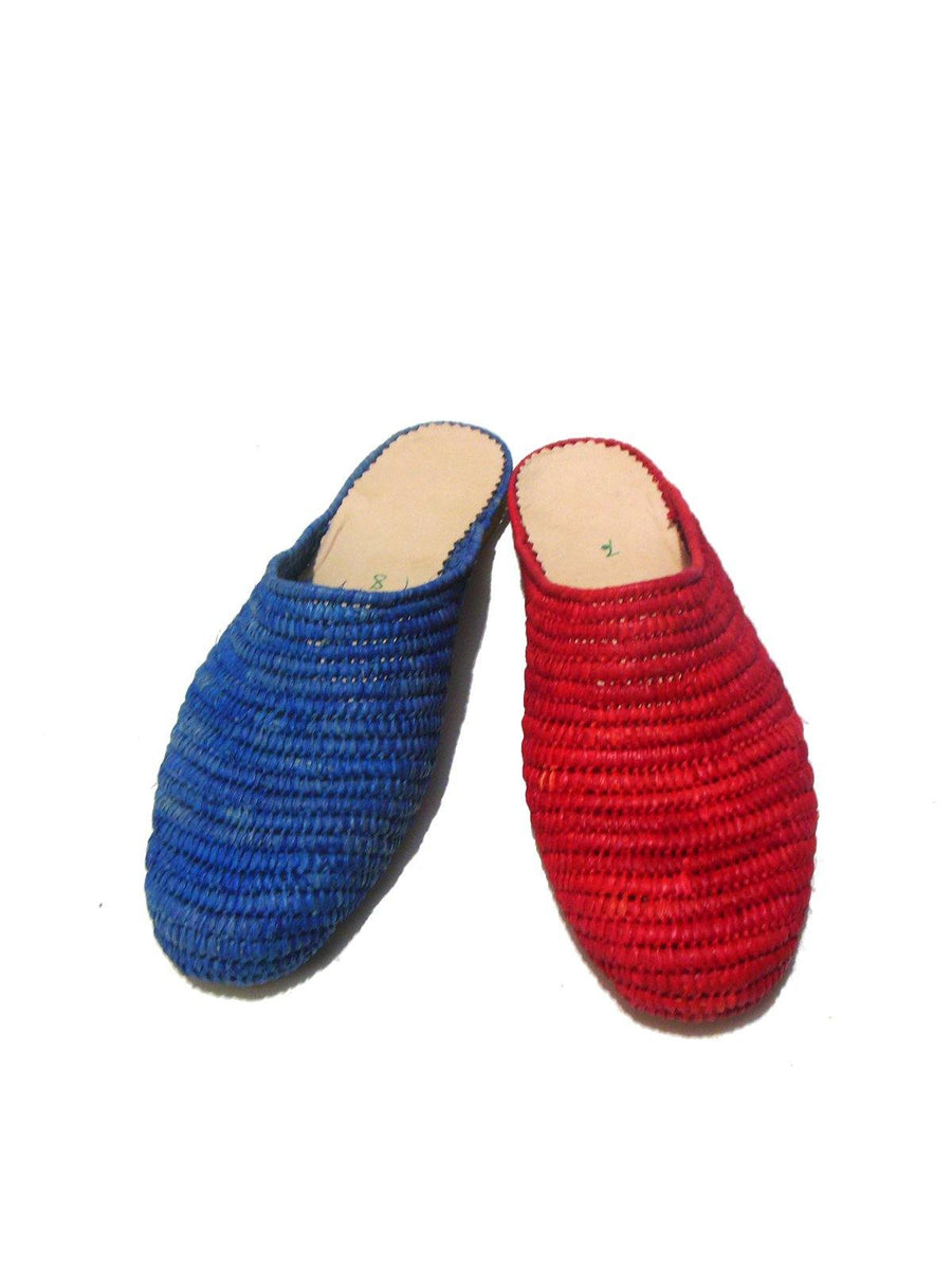 Blue Handwoven Slip-on Raffia Mule - Vintage Kernel