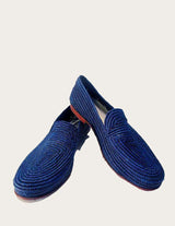 Raffia handwoven raffia moccasin with raffia