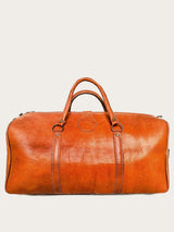 Cognac genuine leather weekender bag