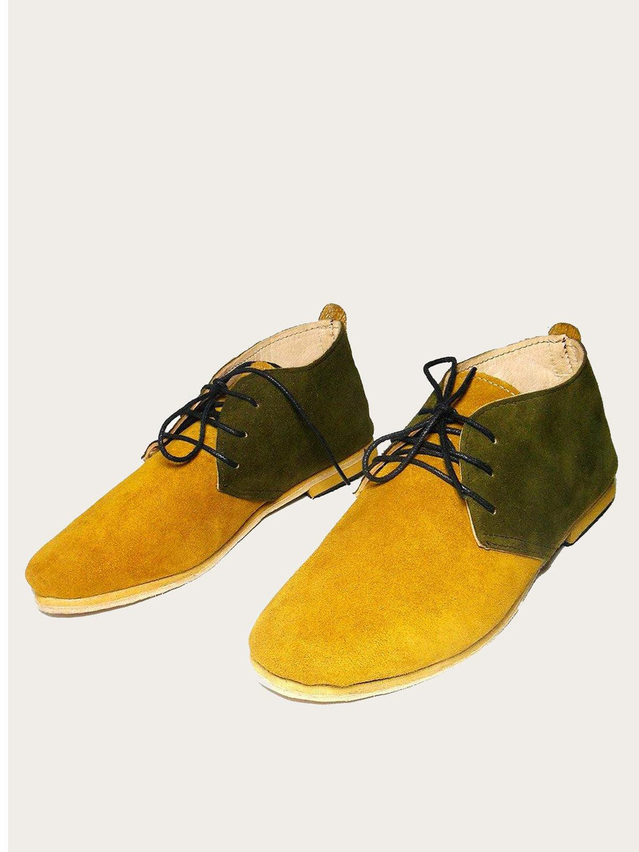 Mustard Brown Chuka Boot Handmade of Suede Leather - Slow Chic Fashion