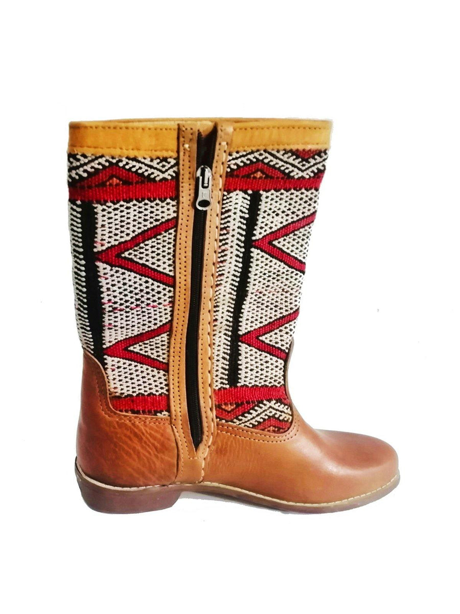 Unique Leather and Kilim Western Boot, Tall. - Vintage Kernel