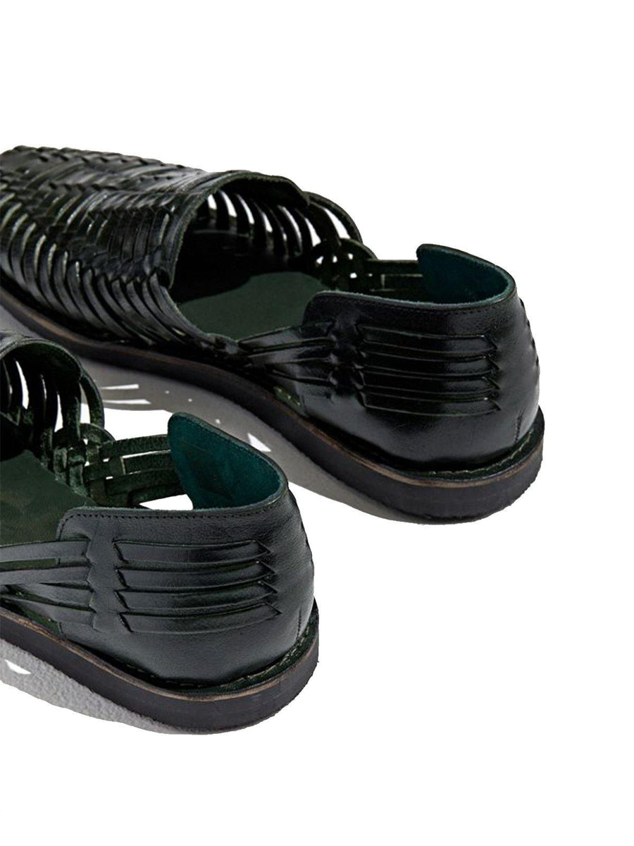 Black Genuine Leather Huarache Loafers. - Vintage Kernel