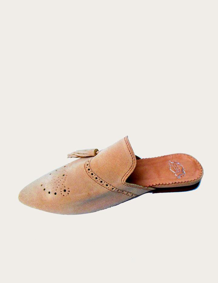 Handmade Beige Genuine Leather Mules - Slow Chic Fashion