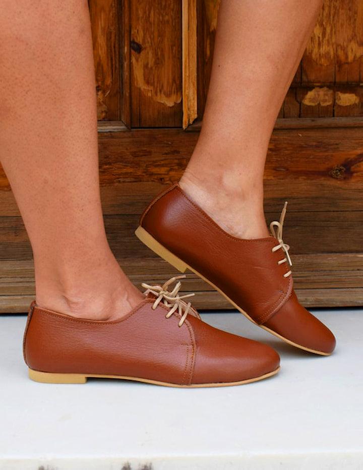 Handmade Brown Leather Dancing Derby Shoe - Slow Chic Fashion