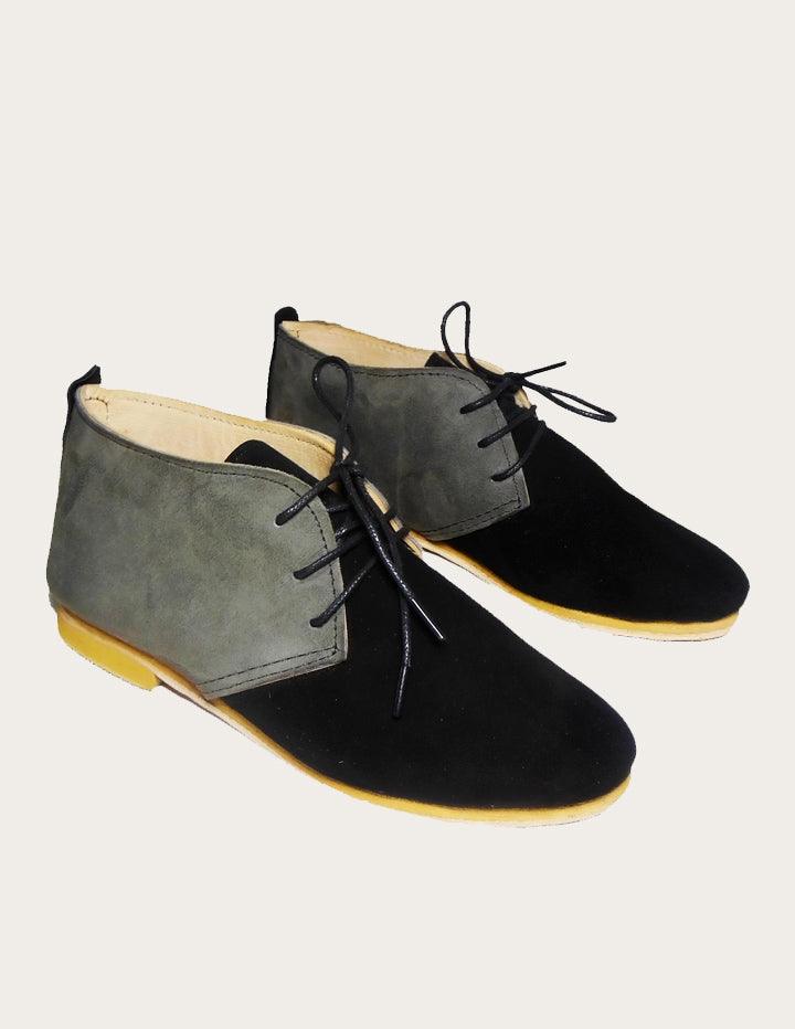Gris n Black Chuka Boot Handmade of Suede Leather - Slow Chic Fashion