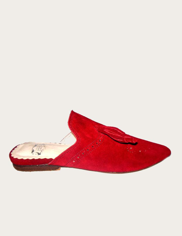 Handmade Red Genuine Leather Mules - Slow Chic Fashion