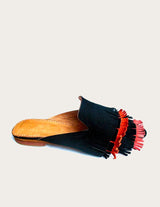 Suede leather mule with fringe