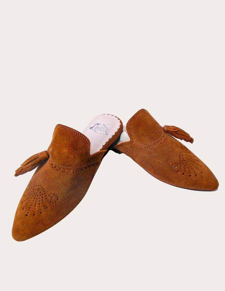 Handmade Brown Genuine Leather Mules - Slow Chic Fashion