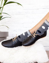 Brown leather derby shoe