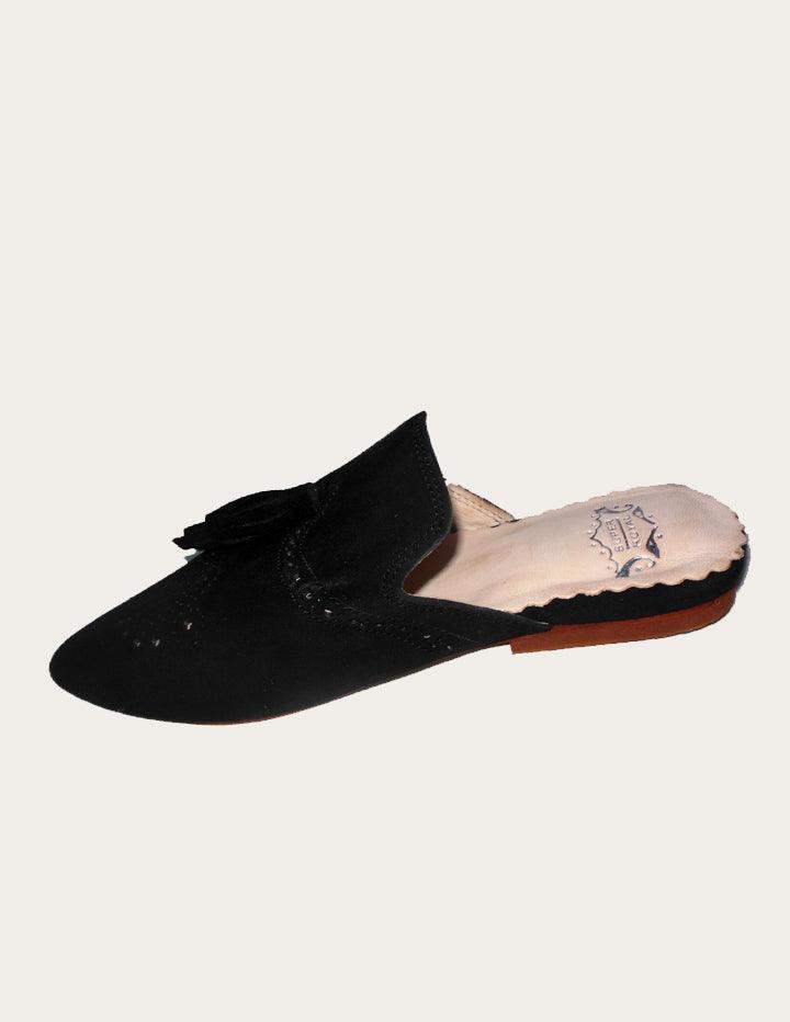Handmade Black Genuine Leather Mules - Slow Chic Fashion