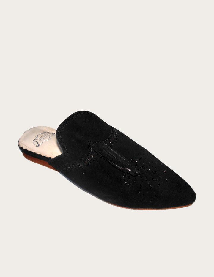 Handmade Black Genuine Leather Mules - Slow Chic Fashion