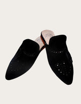 Black leather mule with tassel