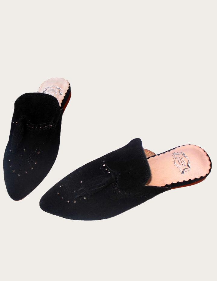 Handmade Black Genuine Leather Mules - Slow Chic Fashion