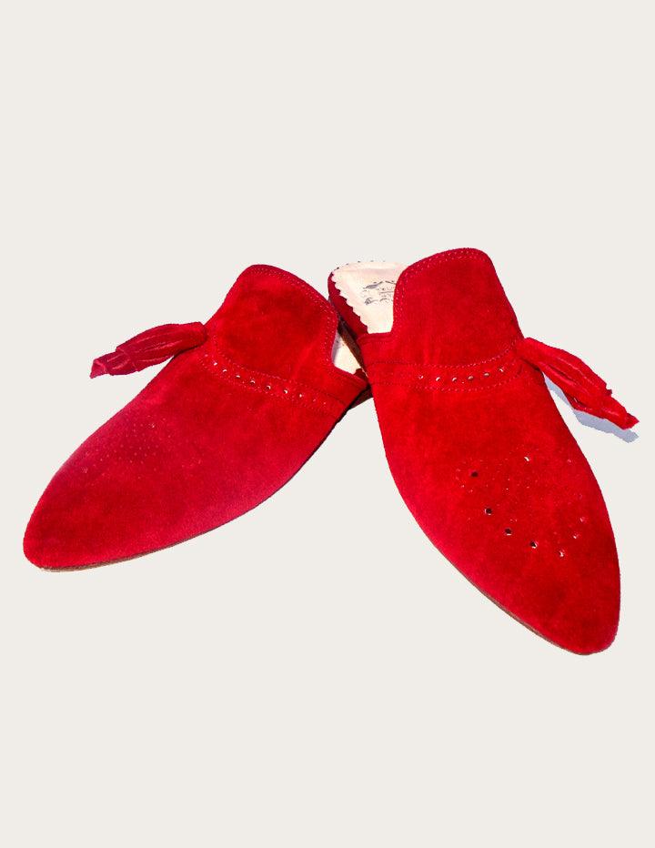 Handmade Red Genuine Leather Mules - Slow Chic Fashion
