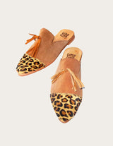 Genuine leather mule with tassel