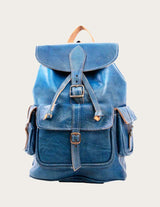 Yellow leather backpack with drawstring