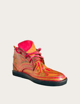 Customary genuine leather ankle boot hand-painted