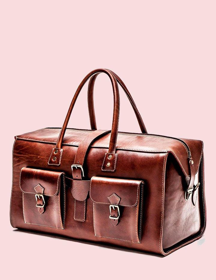 Luxurious Leather Weekender Bag,  Handmade. - Slow Chic Fashion