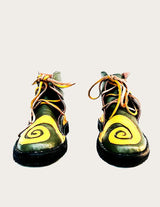 Green leather boot two-tone