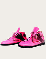 Pink leather ankle boot