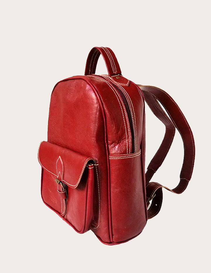 Elegant Cognac Brown Leather Backpack - Slow Chic Fashion