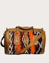 Leather and vintage kilim weekender bag with kilim